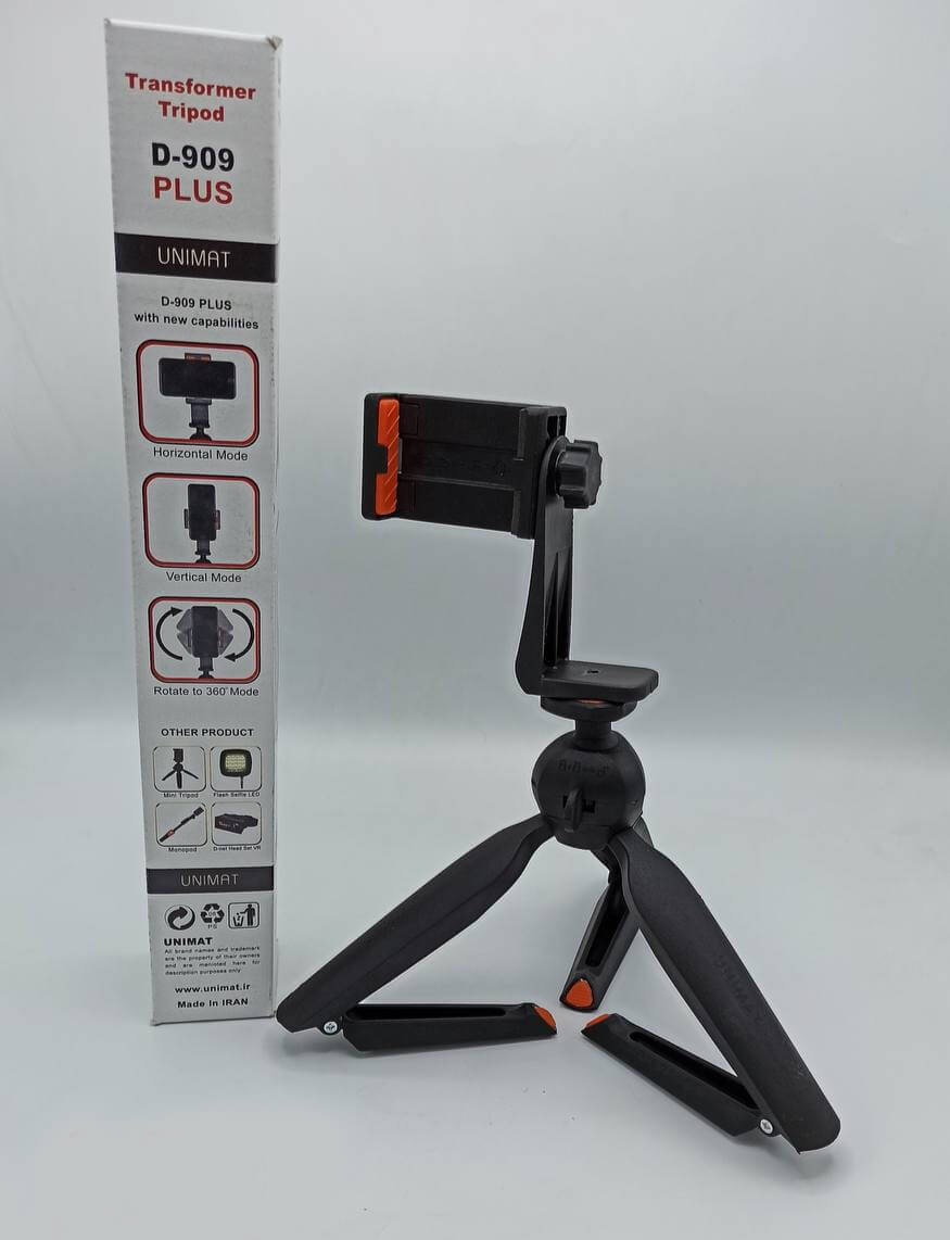 سه پایه گوشی یونیمات مدل D-909 Transformer -سه پایه گوشی برای تولید محتوا |بهترین سه پایه گوشی برای تولید محتوا |پایه دوربین برای تولید محتوا |سه پایه گوشی بلند | سه پایه موبایل پایه نگهدارنده موبایل| مونوپاد